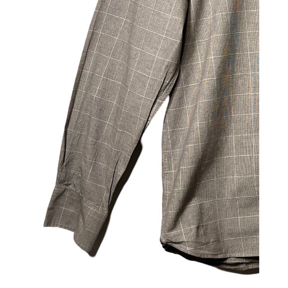 Joseph Abboud Mens Long Sleeve Oxford Shirt Size XL Brown White Elbow Patch - Picture 5 of 9